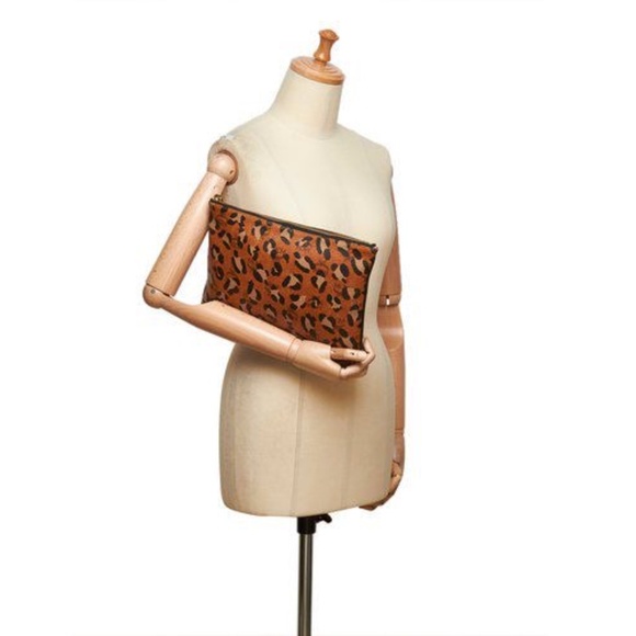 Authentic MCM Leopard Printed Visetos Clutch Brown/Black - Picture 3 of 16